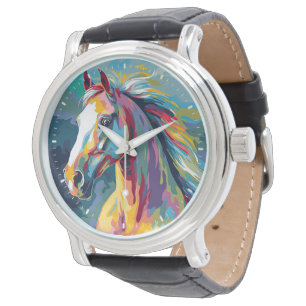 Montre Aquarelles Illustration de la tête de cheval