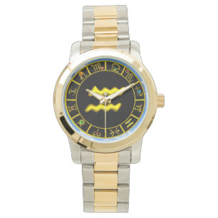MONTRE AQUARIUS GOLD ZODIAC JEWEL D'ANNIVERSAIRE