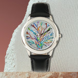 Montre Arbre coloré<br><div class="desc">Cette montre unique est décorée avec un motif en mosaïque coloré. Mosaïque originale © Michele Davies.</div>