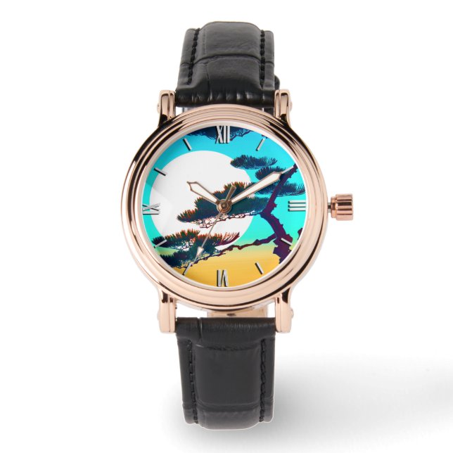 Montre Arbre Cypress et Pleine lune (Recto)