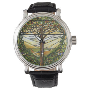 Montre Arbre de la vie/de fenêtre en verre teinté de
