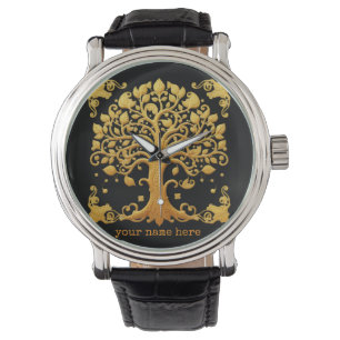 Montre Arbre de Vie Doré Luxueux