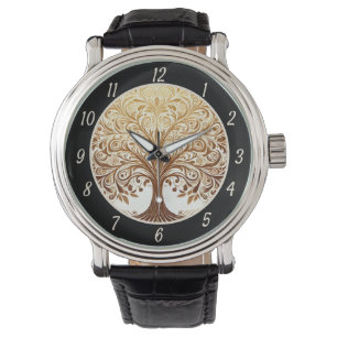 Montre Arbre de Vie Spirituel Zen en Or Élégant