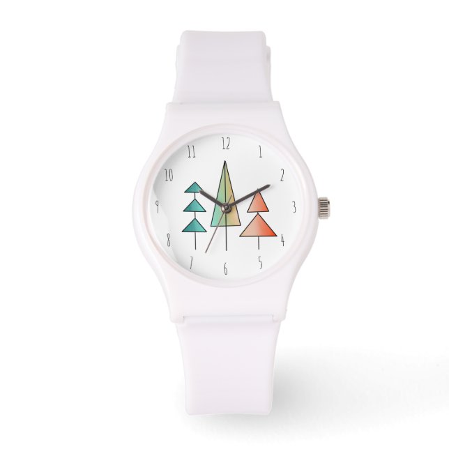 Montre arbres arc-en-ciel modernes du milieu du siècle ro (Recto)