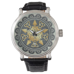 Montre Argent et or Pentacle Pagan Wiccan