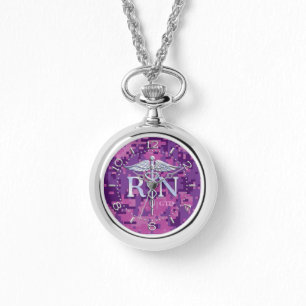 Montre argentée de monogramme de caducée de RN