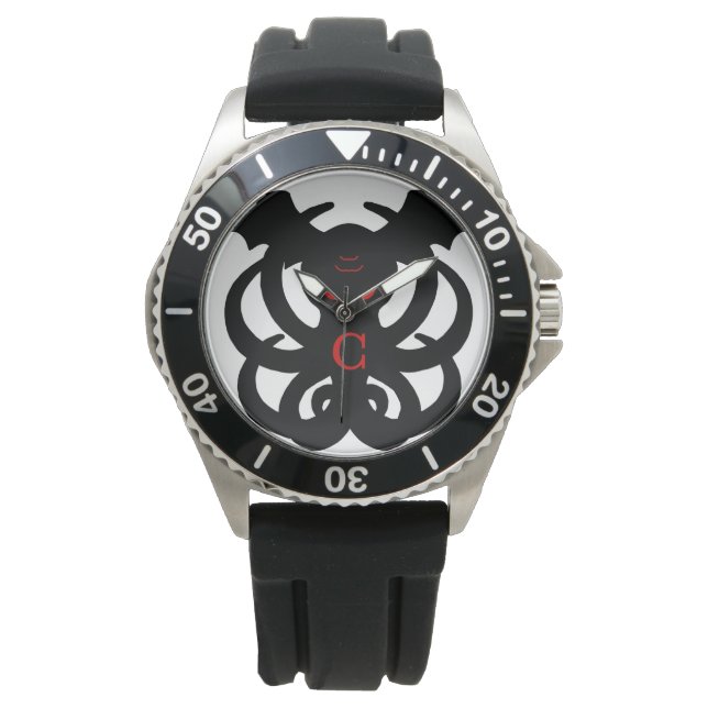 Montre Armoiries de Cthulhu (noir/rouge) (devant)