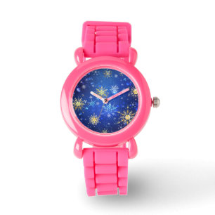 Montre Arrière - plan Bleu XMAS avec des flocons de neige