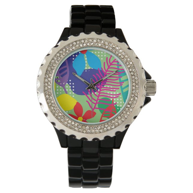 Montre Arrière - plan coloré de fleurs (devant)