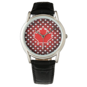 Montre Arrière - plan Motif canadien de feuille d'érable 