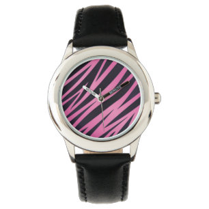 Montre Arrière - plan rose de rayure de zèbre