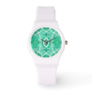 Montre Art abstrait aquarelle vert lumière poussée