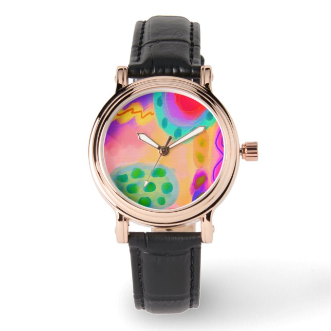 Montre Art Abstrait coloré à porter (Recto)