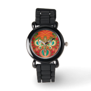 Montre Art abstrait Hibou Rouge