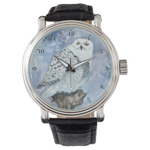 Montre Art animalier sur le Harfang des neiges à l'aquare