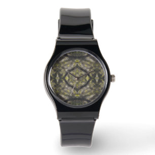 Montre Art aquarelle abstrait jaune foncé