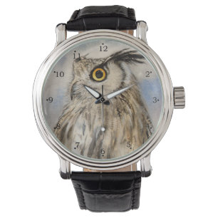Montre Art aquarellé de faune et flore du Grand-duc d'Eur