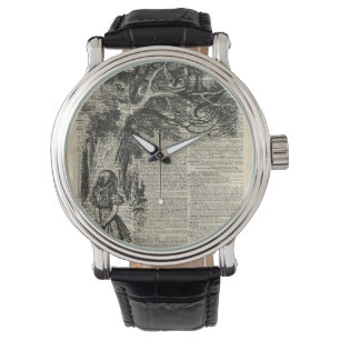 Montre Art d'Alice et de pochoir de Cheshire à la page d
