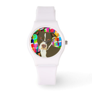 Montre Art de bruit de portrait de Pitbull