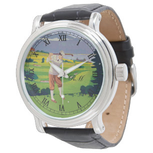 Montre Art de golf de style Vintage monogramme