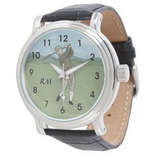 Montre Art de golf de style Vintage monogramme