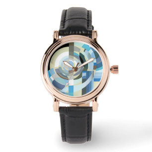 Montre Art Déco Vintage Pochoir Jazz Formes Géométriques