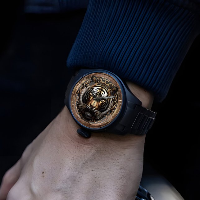 Montre Art du tigre sauvage avec conception 3D (Créateur téléchargé)