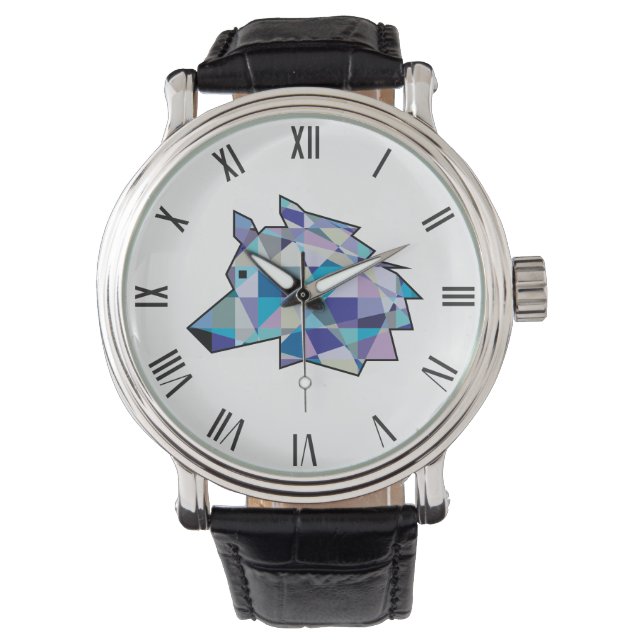 Montre Art graphique original Wolf Head | Profil du visag (devant)