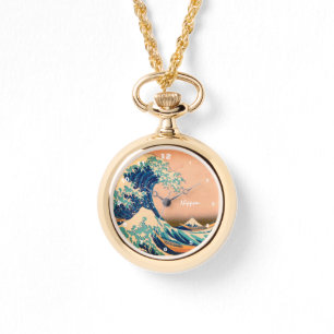 Montre Art japonais et grande vague au large de Kanagawa 
