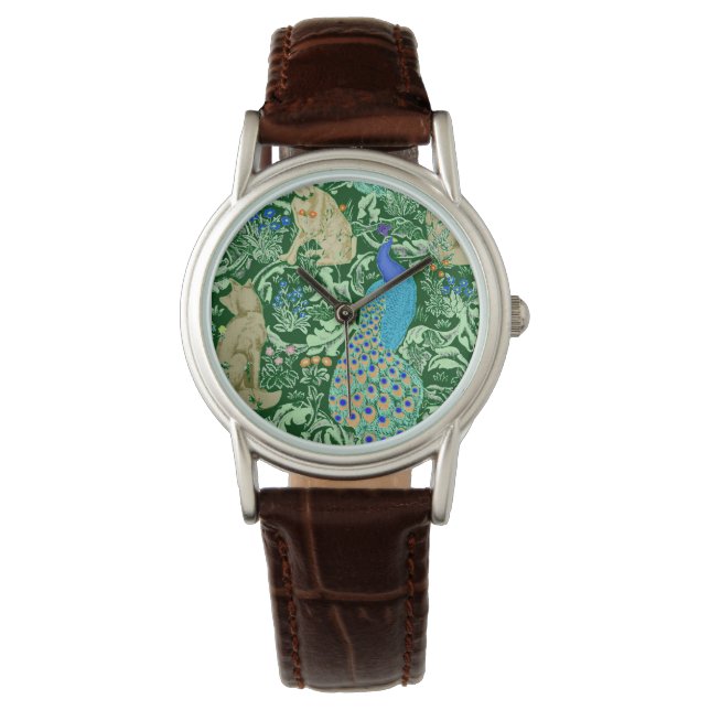 Montre Art Nouveau Peacock Print, Cobalt Blue & Green (devant)