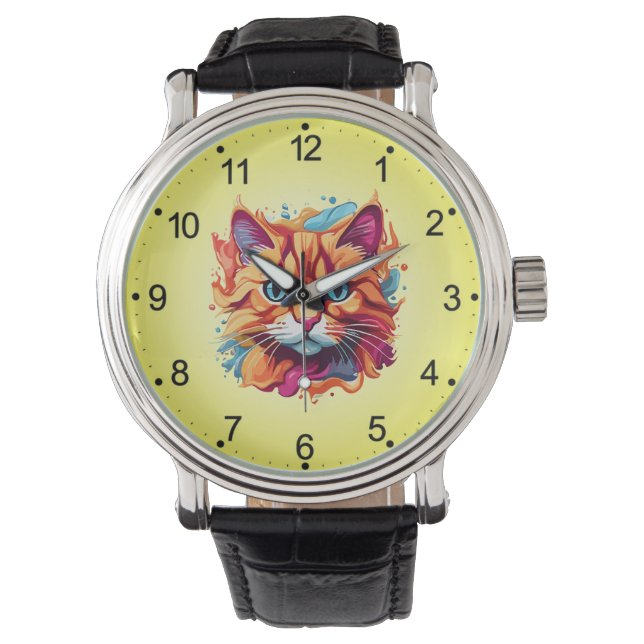Montre Art numérique Visage Cute Cat Design-87002 (devant)