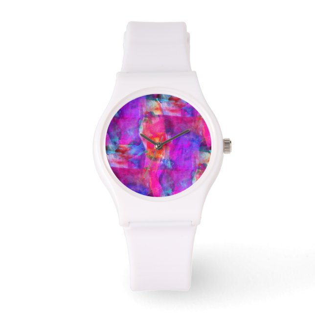 Montre Art rose, bleu, rouge texture arrière - plan (Recto)
