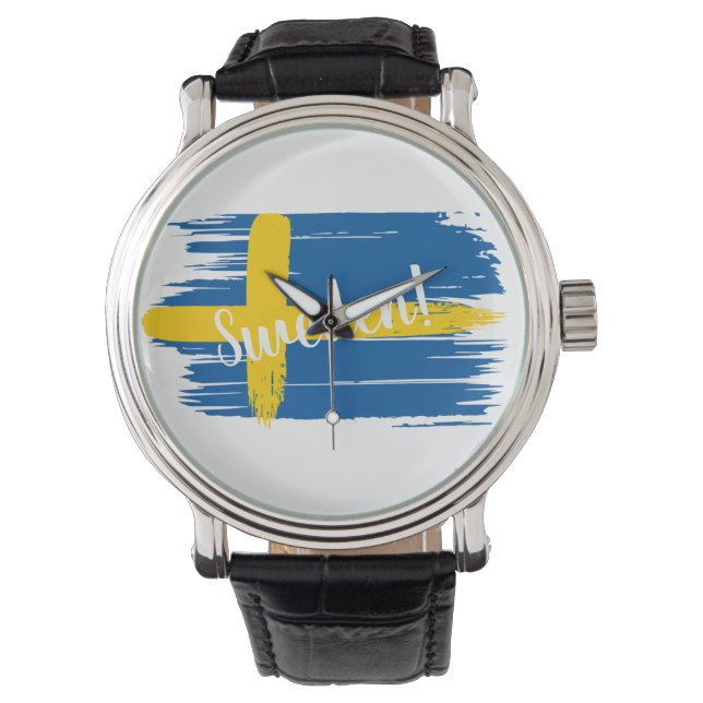 Montre Artistic Brushstroke Sweden Flag (devant)