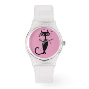 MONTRE ATOMIQUE CHAT NOIR RETRO LADIES WRIST WATT