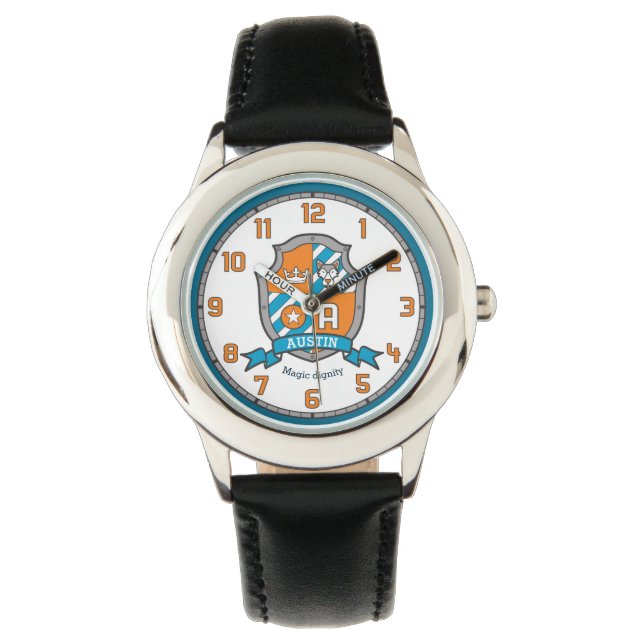 Montre Austin nom garçons signifiant crête loup orange (devant)