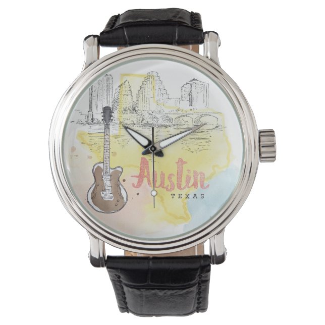 Montre Austin, Texas | Esquisse d'aquarelle (devant)