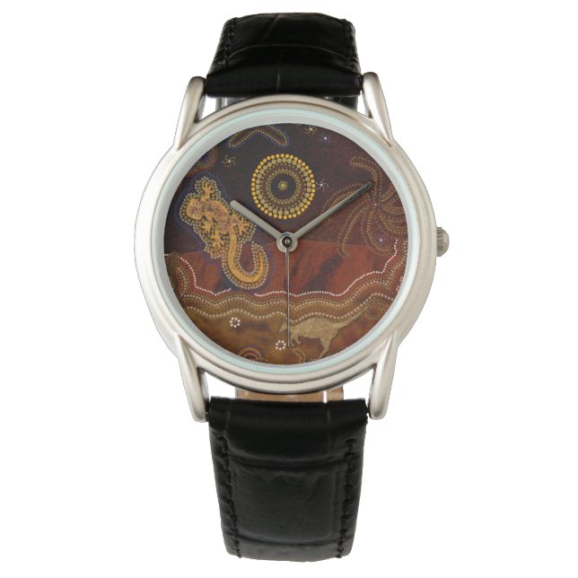 Montre Australie Aborigène Désert Outback thème Art II (devant)