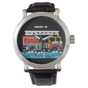Montre Autisme Pièces de puzzle Firetruck
