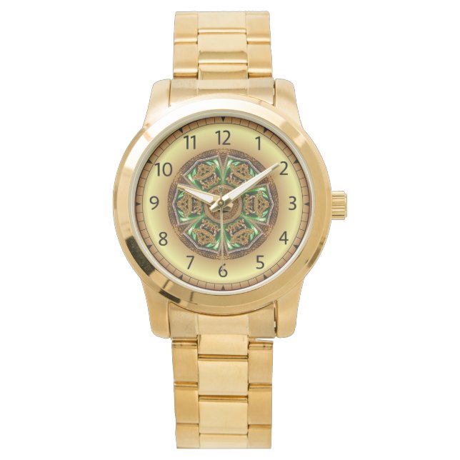 Montre Avant - Garde, Vert et Or, Design KNF 1 ~ (devant)