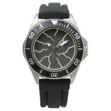 Montre avec bracelet en caoutchouc noir et acier i