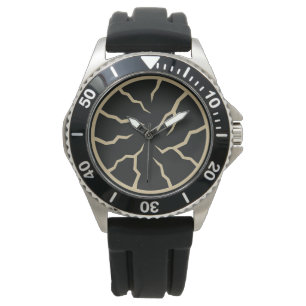Montre avec bracelet en caoutchouc noir et acier i
