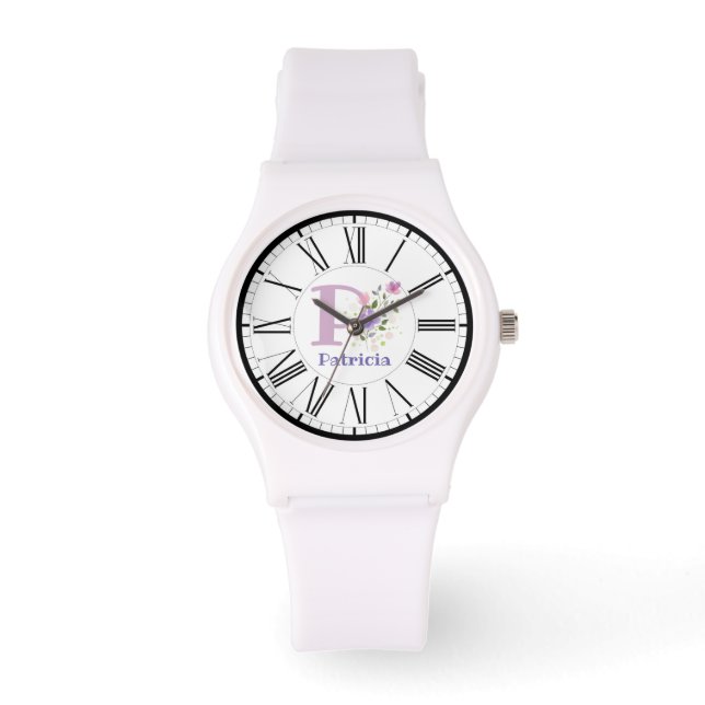 Montre avec design en chiffres romains et initiale (Recto)