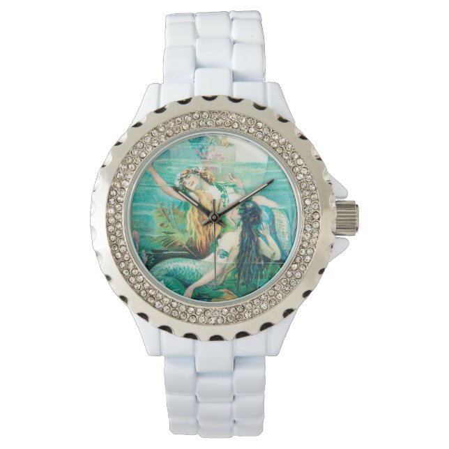 Montre avec strass et cadran de sirène (devant)