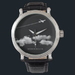 Montre Avion/avion à réaction/pilote personnalisé<br><div class="desc">N'est-ce pas un super cool en juste image pour un pilote, un voyageur aguerri ou un amateur d'avion ? ! Pour modifier le texte, utilisez l'option personnaliser. Pour des modifications plus étendues du texte, telles que des modifications de la police, de la couleur de police ou de la disposition du...</div>