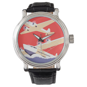 Montre Avion en vol vintage WPA coloré