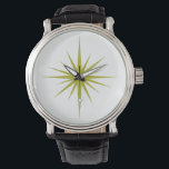 Montre Avocado Green Starburst atomique milieu du siècle<br><div class="desc">Cette montre moderne de style vintage du milieu du siècle présente une audacieuse starburst verte à l'avocat,  qui fera un ajout fantastique à votre poignet!</div>