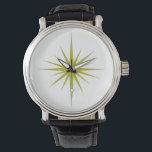 Montre Avocado Green Starburst atomique milieu du siècle<br><div class="desc">Cette montre moderne de style vintage du milieu du siècle présente une audacieuse starburst verte à l'avocat,  qui fera un ajout fantastique à votre poignet!</div>