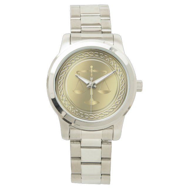 Montre Avocat | Scales D'Or De La Justice (devant)