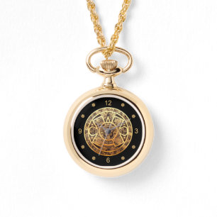 Montre Aztec Sun Calendar ~ Gold & Black ~ Mexico ~ ~ ~