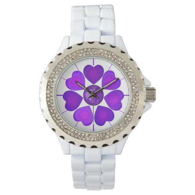 Montre B&W Purple Hearts Beating (devant)